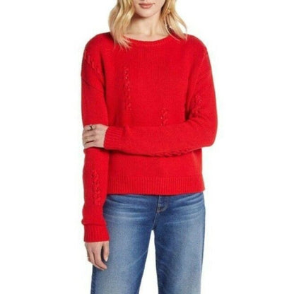 Halogen NWT Red Chinoise Whipstitch Crewneck Sweater Small