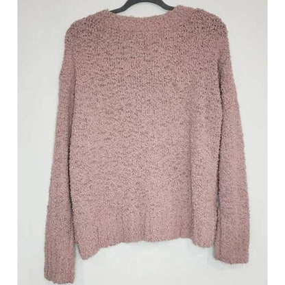 Sanctuary Popcorn Pullover Sweater Large Frosty Mauve NEW Long Sleeve Mock Neck