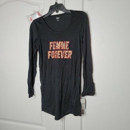 Jenni Jennifer Moore Printed Sleep Shirt w/ Socks Set Black Pink Extra Small