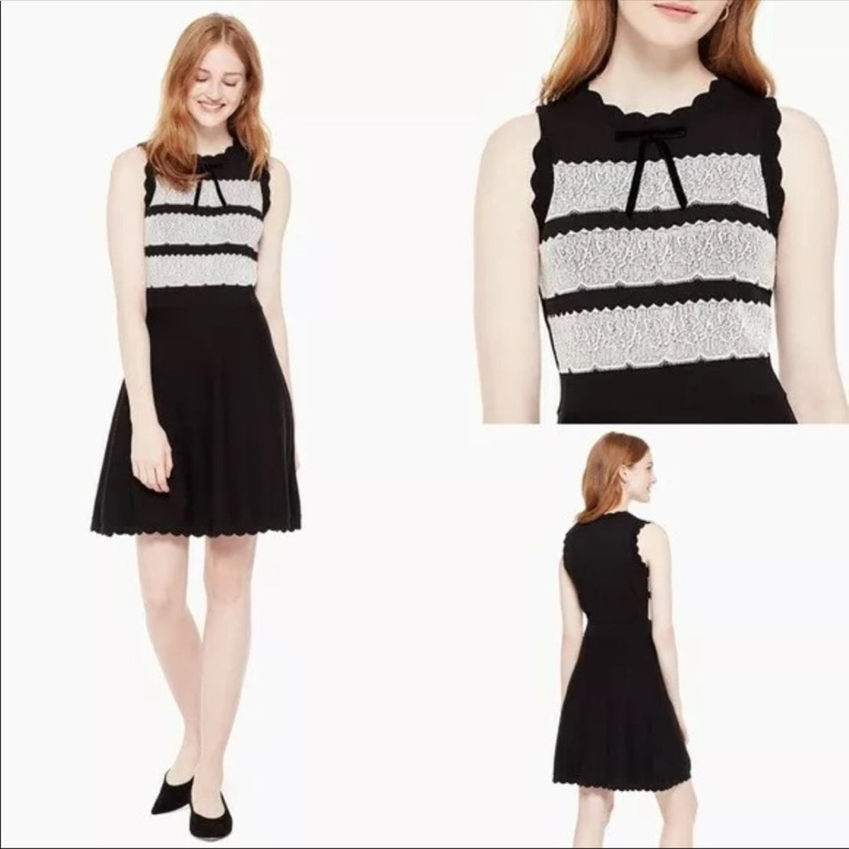 Kate Spade New York NWT Black Lace Jacquard Sweater Dress Size XS