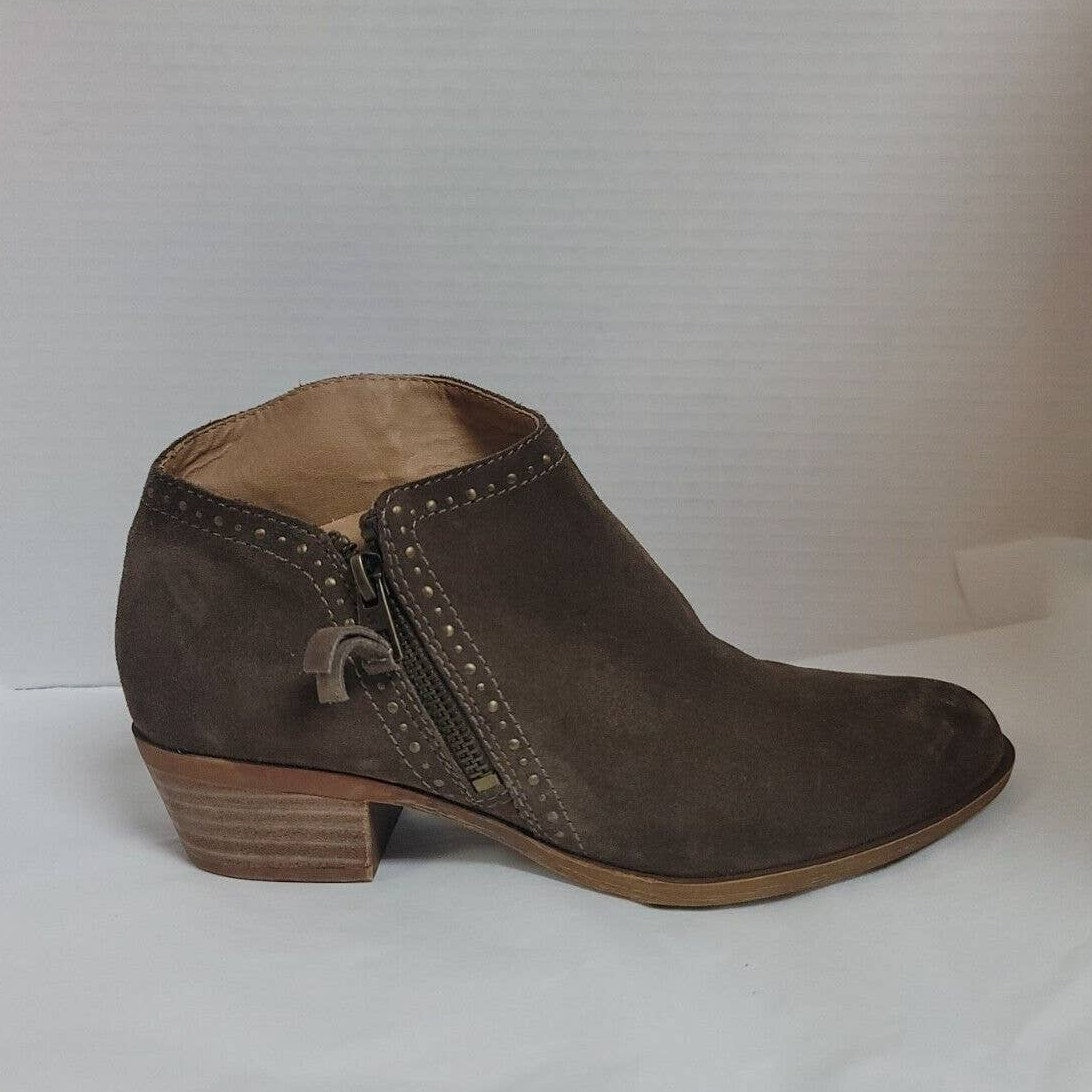 Lucky Brand Benna Suede Booties Brown Womens Size 7.5 Ankle Boots women's
