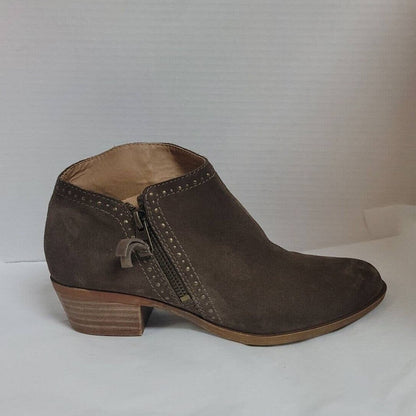 Lucky Brand Benna Suede Booties Brown Womens Size 7.5 Ankle Boots women's