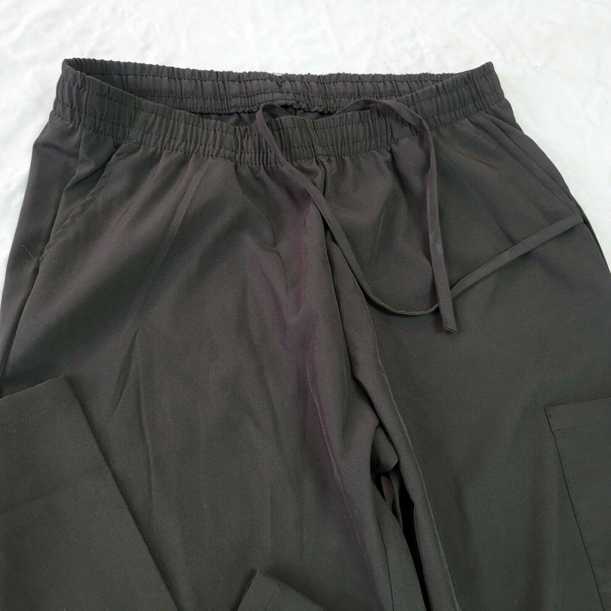 4 Flex Sweatpants Elastic Waist Interior Drawstring Wide Leg Black Medium Nurses
