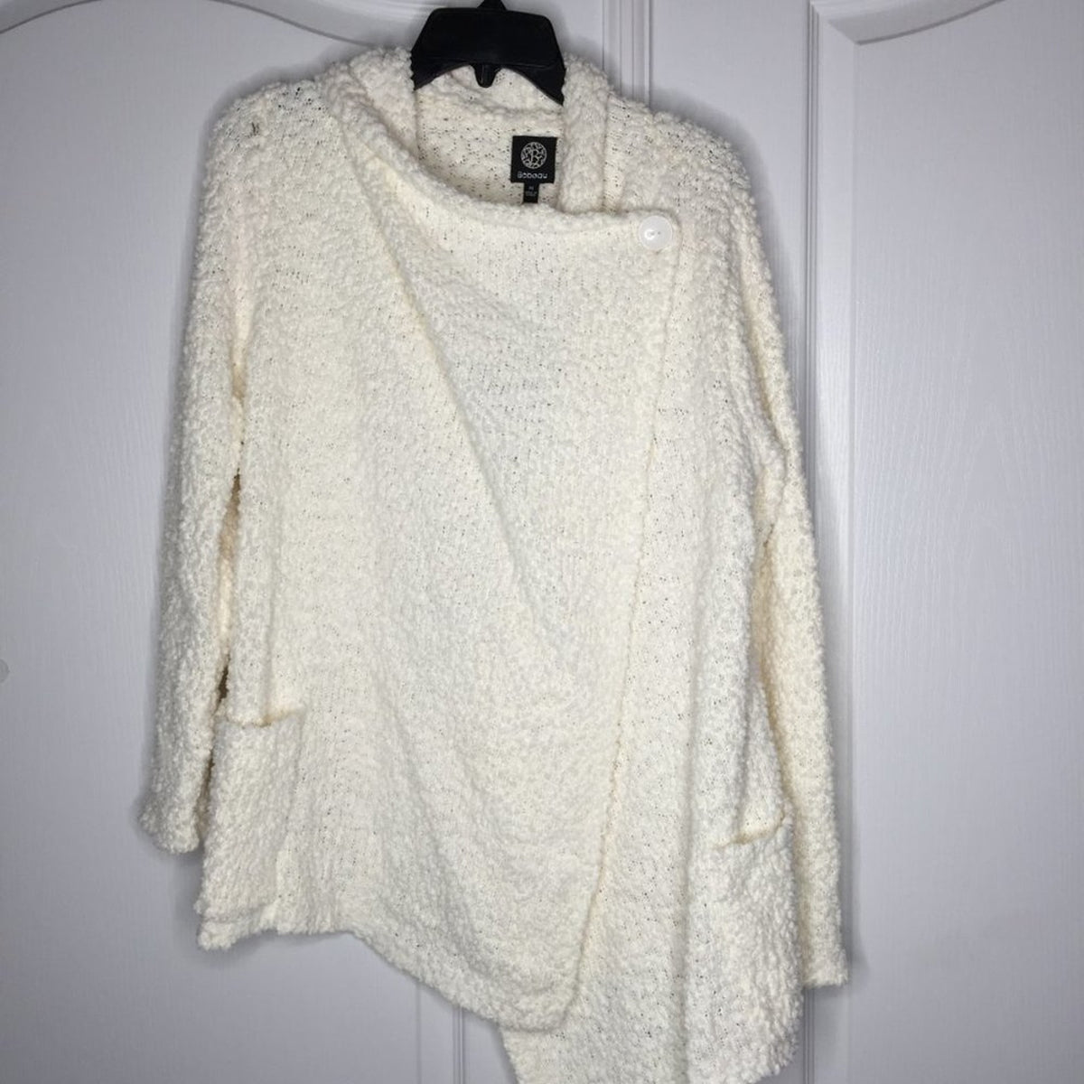 Bobeau Boucle Popcorn Draped Button Cardigan Pockets Loose fitting MEDIUM NEW