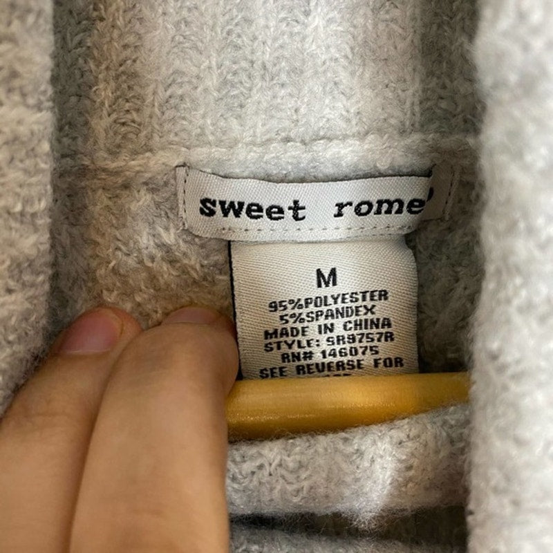 Sweet Romeo Sweater Medium Heather Grey NEW Abstract Rib Turtleneck Hi Low Tunic