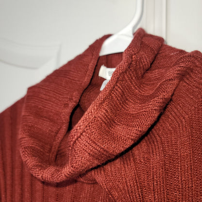 BP Cozy Ribbed Long Sleeve Sweater Dress Turtleneck Burgundy Size Small