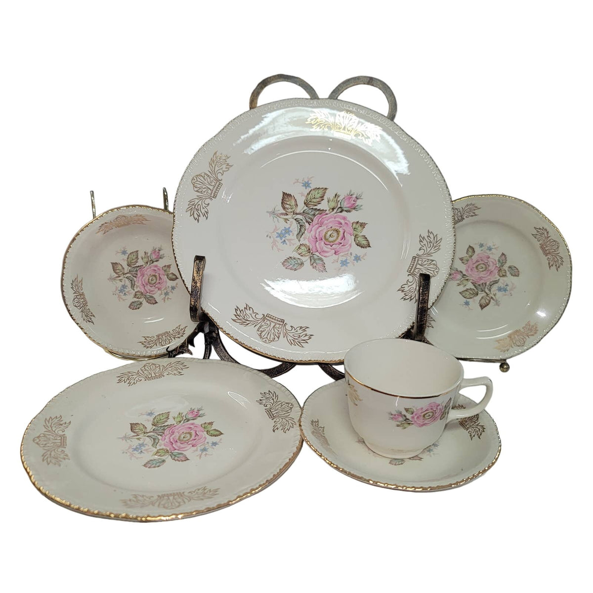 Homer Laughlin Queen Ester Dinner salad bread Plate Bowl cup saucer One Setting