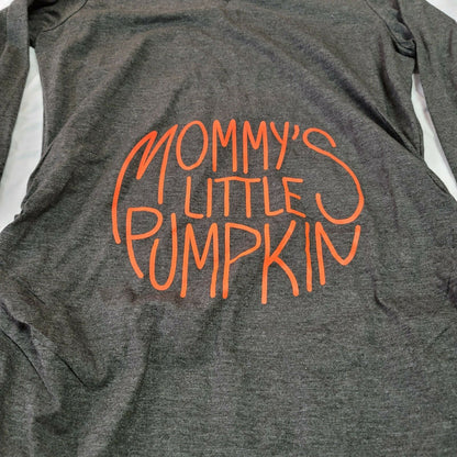 Instant Message "Mommy's Little Pumpkins" Maternity Tee Long Sleeve Gray Medium