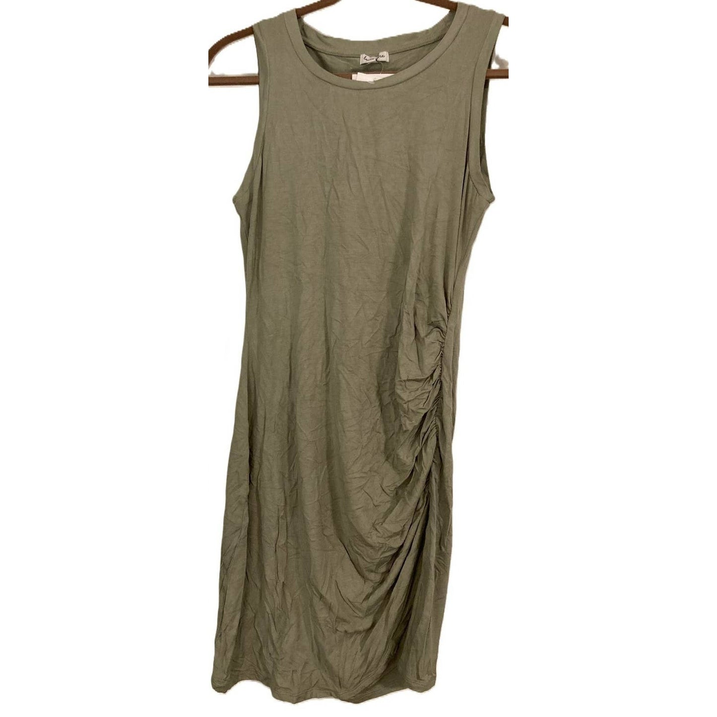 Love Fire Side-Ruch Sleeveless Tank Bodycon Mini Dress Sz Medium in Seagrass NWT