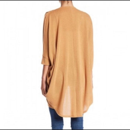 Abound Sweater Cardigan XS Tan Thrush NEW cozy 3/4 sleeve cuffs cOCOON bROWN