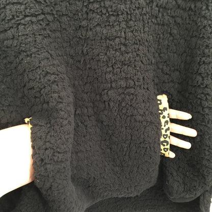Thread & Supply Kangaroo Pouch Cozy Fleece Pullover 1/2 Zip Jacket Black/Leopard