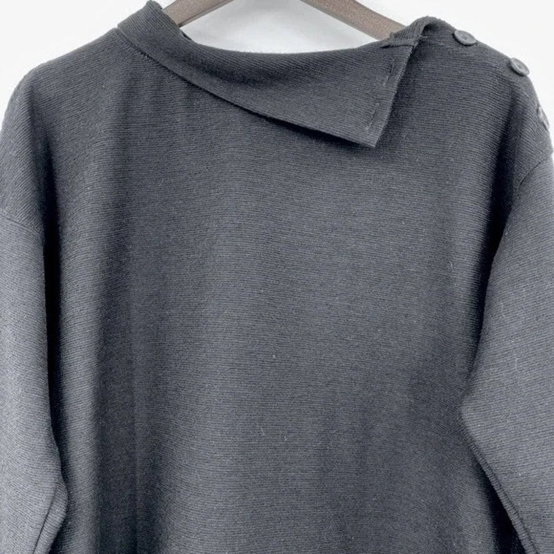 Max Studio Womens Button Shoulder Mock Pullover Sweater XL/Extra Large Black NWT