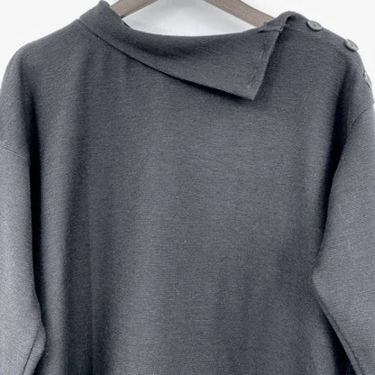 Max Studio Womens Button Shoulder Mock Pullover Sweater XL/Extra Large Black NWT