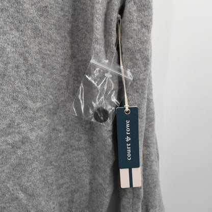 Court & Rowe Stripe Trim Button Front Cardigan Long Sleeve V-Neck Gray SZ Small