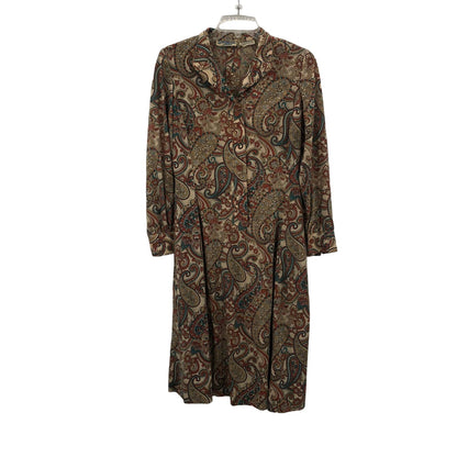 Shirtmaker Lid Women's Long Sleeve Button Mini Dress Belt Waist Paisley Multi 10
