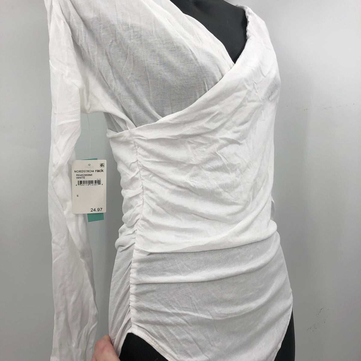 Abound Womens Off The Shoulder Wrap Bodysuits  Long Sleeve White Size Small NWT