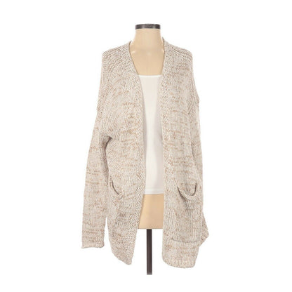 Caslon Tan gold Cream Open Front Cardigan Sweater Long Sleeve Small NWT