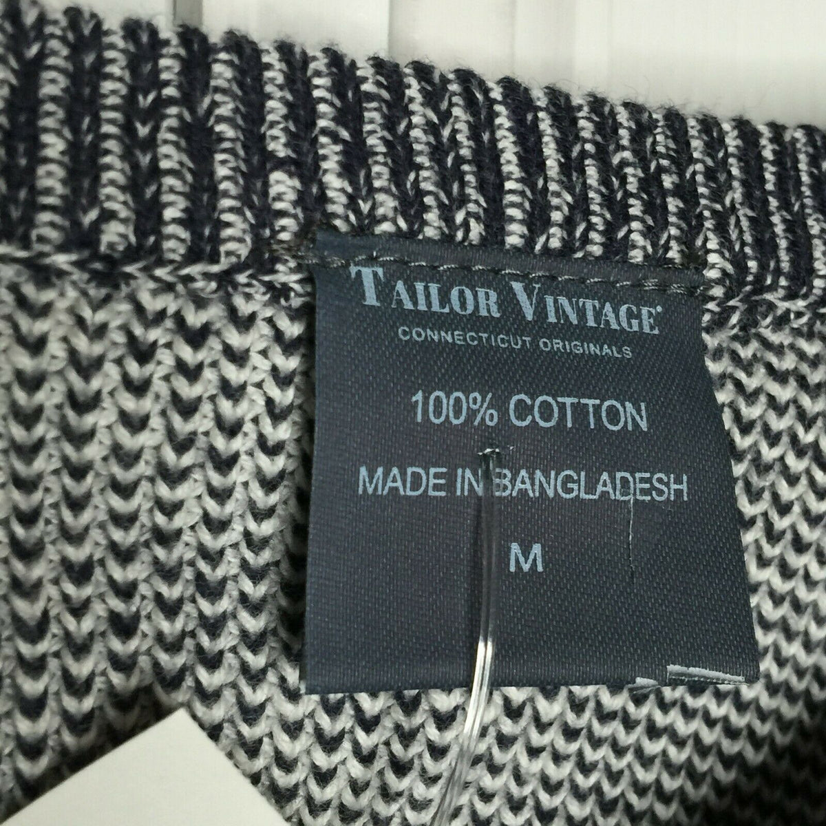 Tailor Vintage-Reversible Knit Pullover Sweater Long Sleeves V-Neck Gray Medium