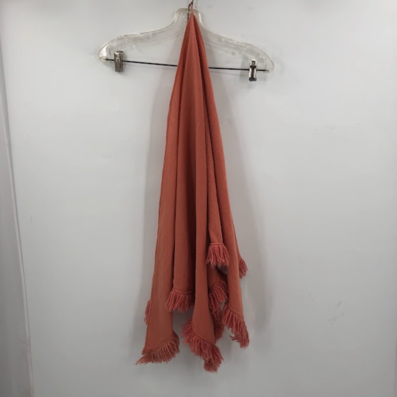 Vintage 2 Piece Skirt Matching Shawl Scarf Top Rose Brown Fringe Medium