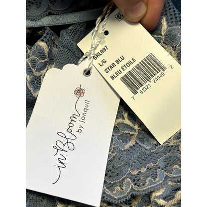In Bloom By Jonquil NWT Floral Lace Teddy Starfall Blue Size Large