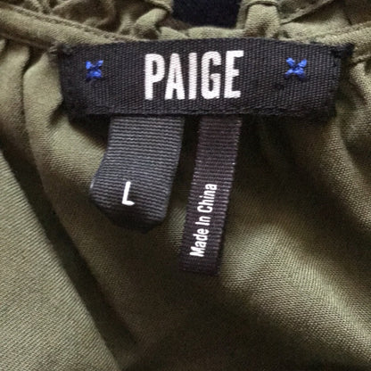 Paige Paletta Desert Olive Green Jumpsuit Large Elastic Waist Tassle Tie NO BELT