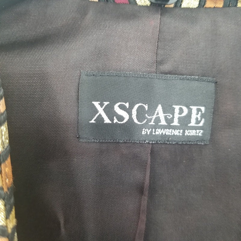 xscape gold tones blazer striped long sleeve lined VINTAGE disco Size 14 MEDIUM