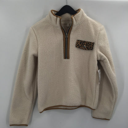 Row A Lyla Leopard Print Quarter Zip Pullover Sweatshirt Fleece Size Small