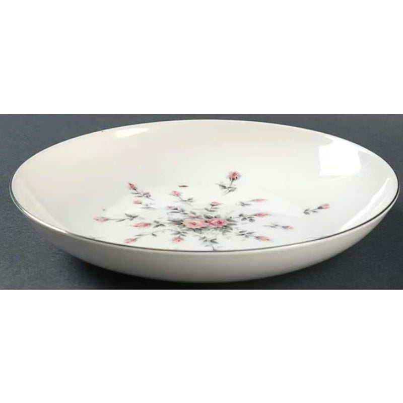 Set of 8 Harmony House Pink Grey Shabby Chic Rosebud Coupe Soup Shallow Bowls