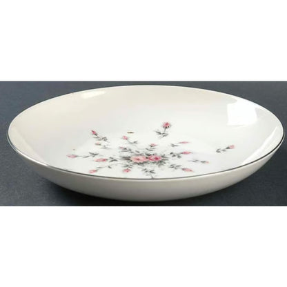Set of 8 Harmony House Pink Grey Shabby Chic Rosebud Coupe Soup Shallow Bowls
