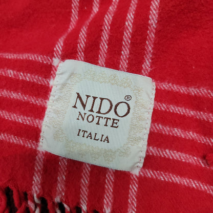 Nido Notte Red White Plaid tassel Italian picnic blanket throw 67" long 51" wide