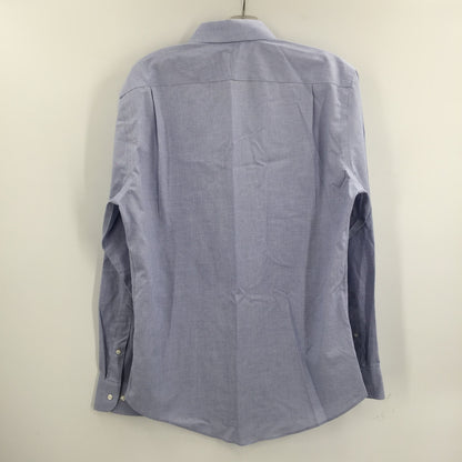 NORDSTROM  Neck 16" Trim Fit Non-Iron Dress Shirt blue White Subtle dot Med Wash