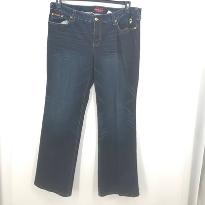 Baby Phat Stretch Embroidered Logo Straight Legs Denim Jeans Mid Rise Size 40
