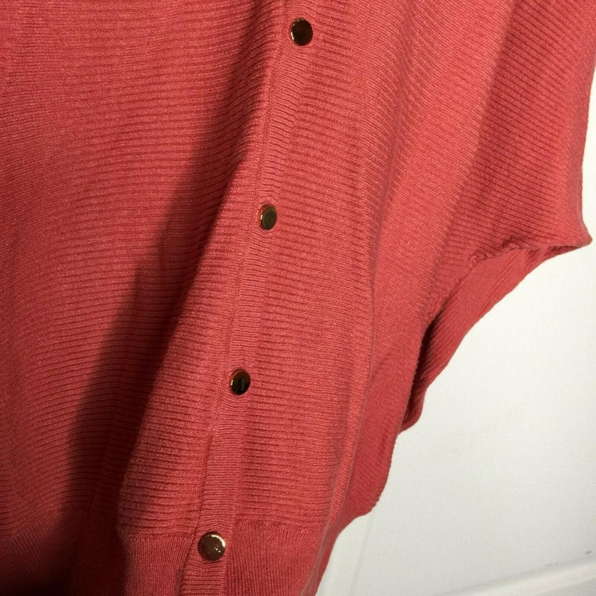 T Tahari XL Terracotta Rose Cardigan Sweater Dolman Sleeve V-Neck button up NWT