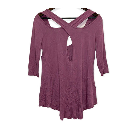 Baea Los Angeles Bohemian 3/4 Sleeve Crossback Pullover Top Sz Medium Pink NWT
