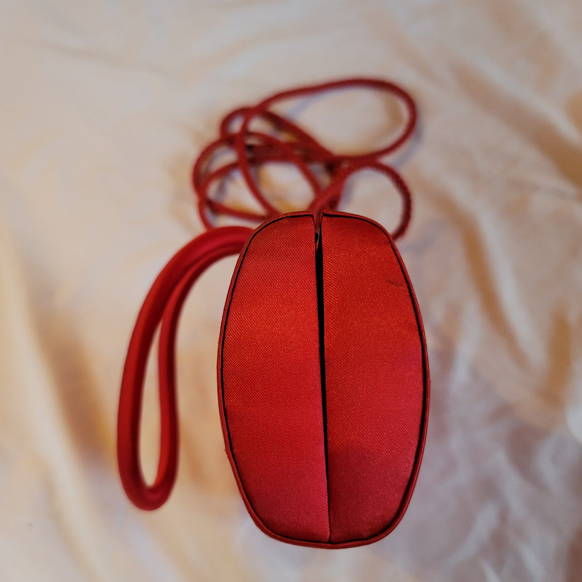 TINY Solid Cylinder Clutch Cross Body Purse Double Handle Strap Red