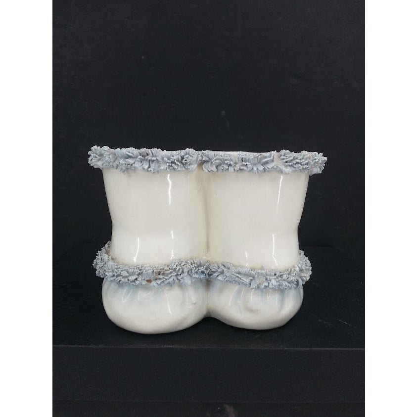 Vintage Reliable Glasware & Pottery Co 1956 Planter Vase Baby Shoes Infant Birth