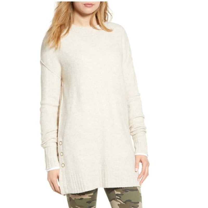 Caslon NWT Oatmeal Side Snap Tunic Sweater Size XL