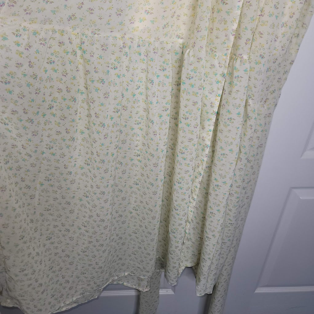 American Eagle AE Studio Dress Floral Large Lined Wing Sleeves Spring Flounce