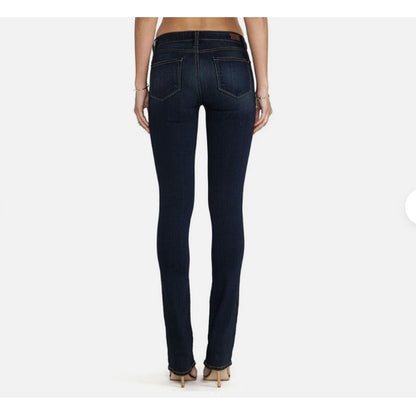 Paige Women's Manhattan Mid Rise Slim Bootcut Jeans Size 24 DARK Blue NWT