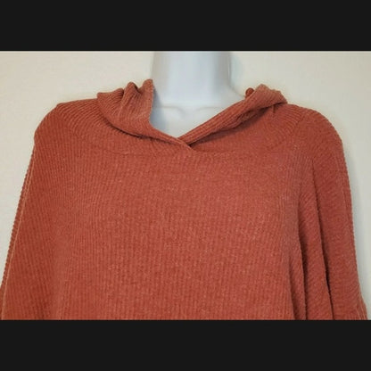 PST by Project Social T Rib Knit Soft Hoodie Top Sz Small Rust NWT Cozy Pullover
