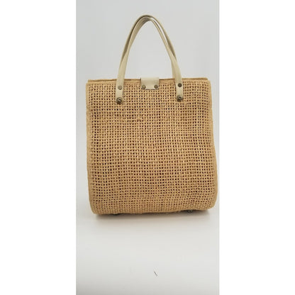 Vintage Floral Flowers Straw Hand Bag Purse Tote Phillipines