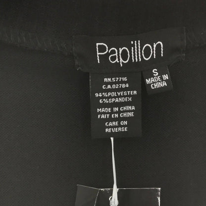 Papillon Black Front Open Cardigan Sweater 3/4 Sleeves Size Small NWT