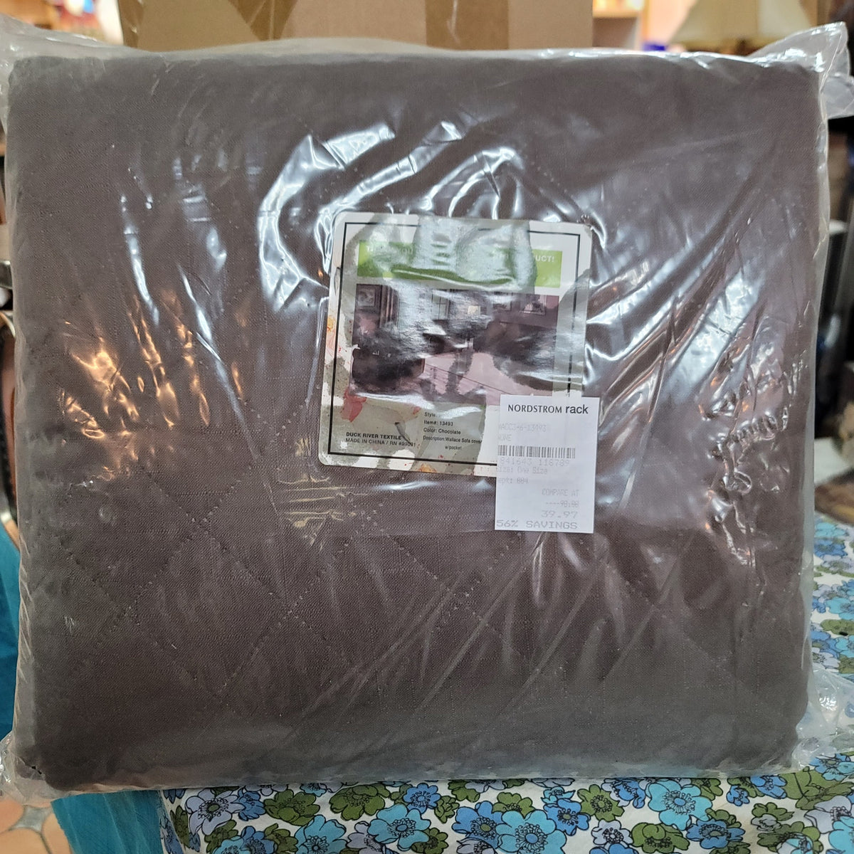 Duck River Textile Chocolate Wallace Sofa Cover with Pockets NEW