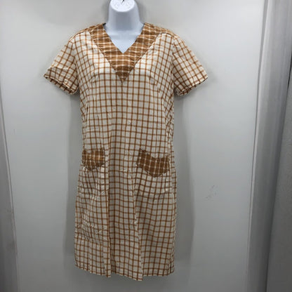 Vintage 1940s dress lightweight summer short sleeve brown Medium/ Large house