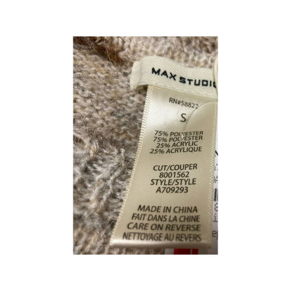 Max Studio NWT Small Oatmeal Melange Hi-Low Drop Shoulder Pullover Crew Sweater