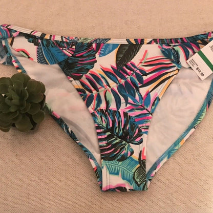 California Waves Juniors Banana Leaf Bikini Size Large swim bottoms