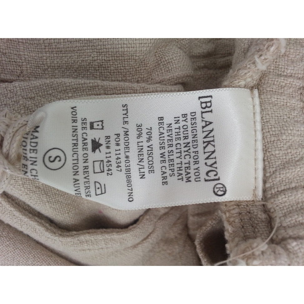 Blank NYC Womens NWT Cream Raw Hem Away From Here Linen Drawstring Shorts Small