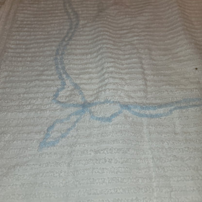 Chenille baby blanket Bunnies Blue pink yellow VINTAGE Crib bedspread