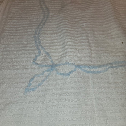 Chenille baby blanket Bunnies Blue pink yellow VINTAGE Crib bedspread