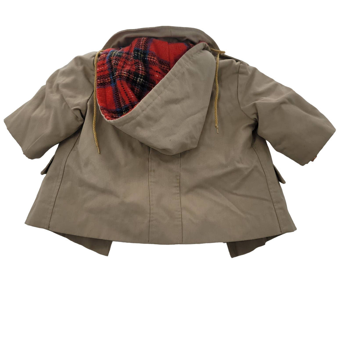 London fog VINTAGE child's coat metal zipper liner Hooded tan Toddler 8-12 month